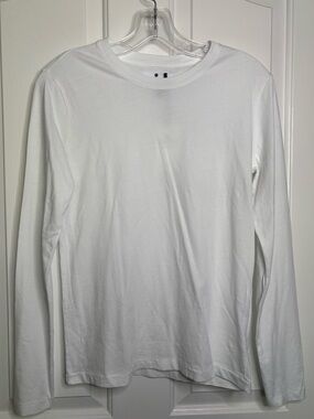 NWT THE CLASSIC T-SHIRT COMPANY Womens Long-Sleeve Crew Neck Shirt - White XS